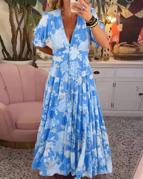 Rosalia | Elegantes langes Kleid mit V-Ausschnitt