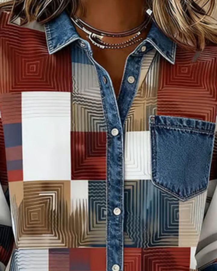 Lea | Damen Shirt modern farbig mit modischem Kragen
