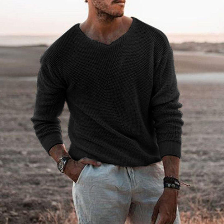 Finn | Pullover mit V-Ausschnitt und Waffelmuster