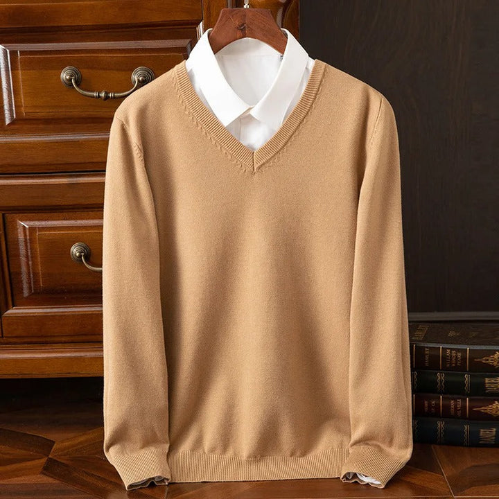 Finn | Klassischer V-Neck Kaschmir Pullover Herren