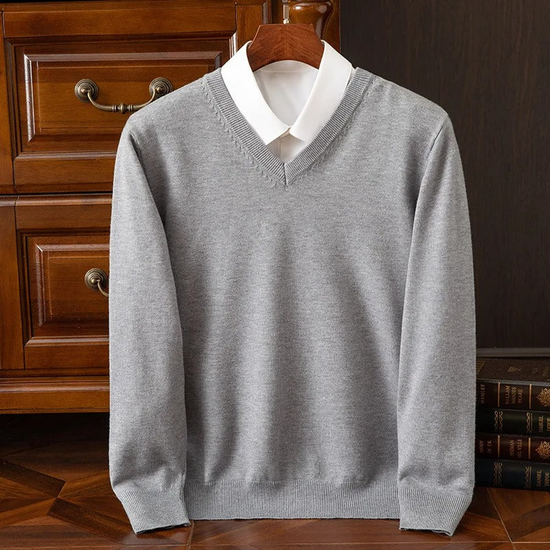 Finn | Klassischer V-Neck Kaschmir Pullover Herren