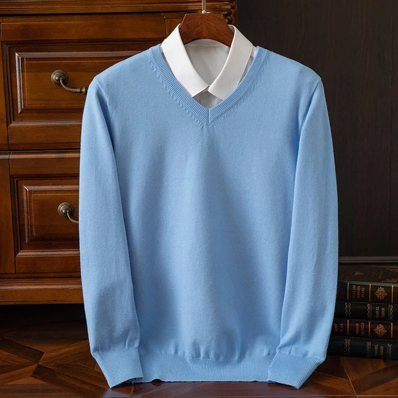 Finn | Klassischer V-Neck Kaschmir Pullover Herren