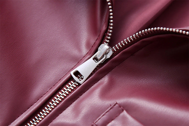 Sophia | Luxuriöse rote Lederjacke für den Herbsttrend