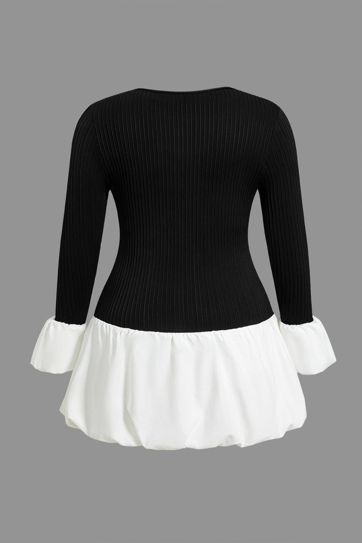 Minikleid mit geripptem Kontrastsäume-Design