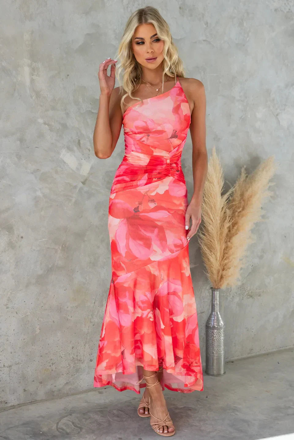 Xanthe Midikleid | Elegantes Kleid mit Aquarell-Blumenmuster für Damen
