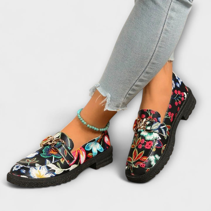 Lena | Damen Mokassins bunt mit floralem Design