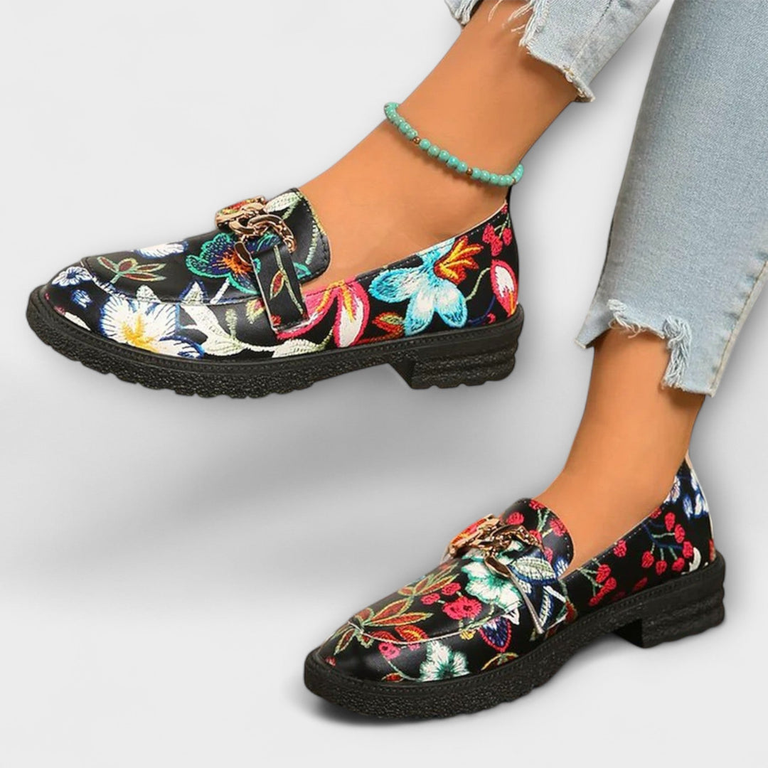 Lena | Damen Mokassins bunt mit floralem Design