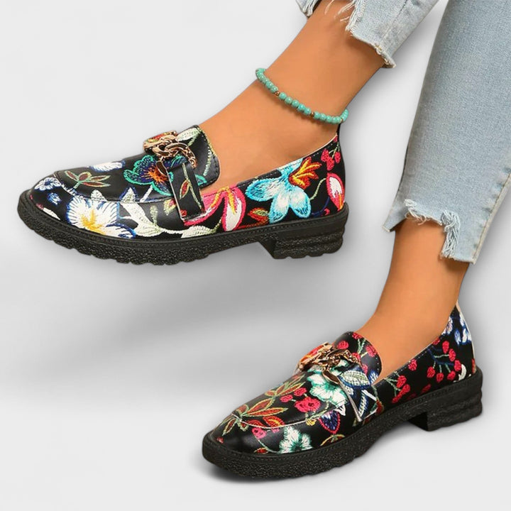 Lena | Damen Mokassins bunt mit floralem Design