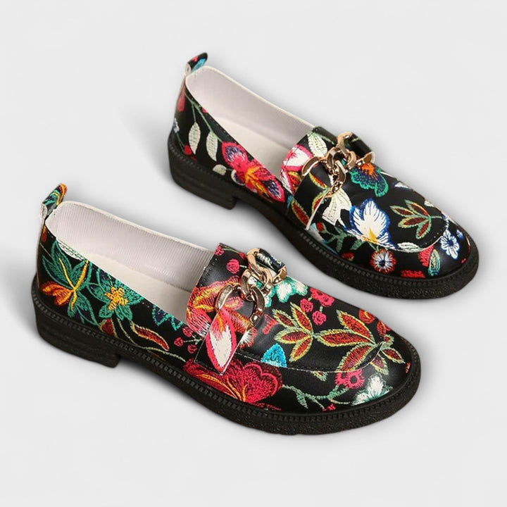 Lena | Damen Mokassins bunt mit floralem Design