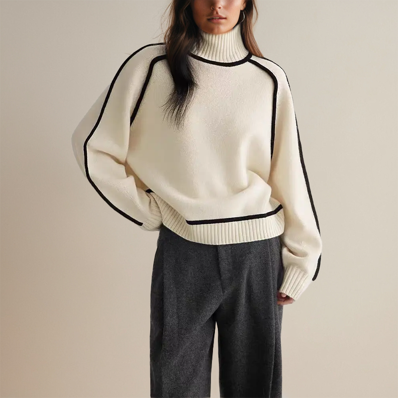 Livia Eleganter Rollkragenpullover mit feinem Rippstrickmuster