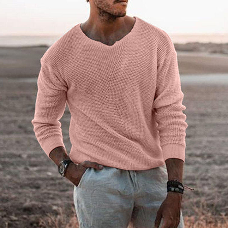 Finn | Pullover mit V-Ausschnitt und Waffelmuster