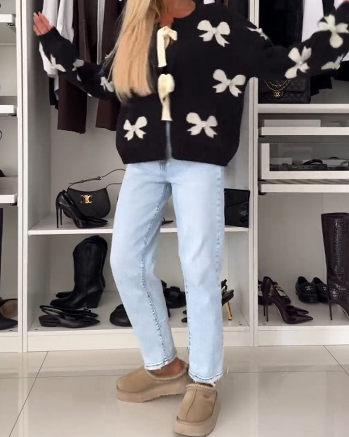 Luisa | Flauschige Strickjacke mit Schleifendetail