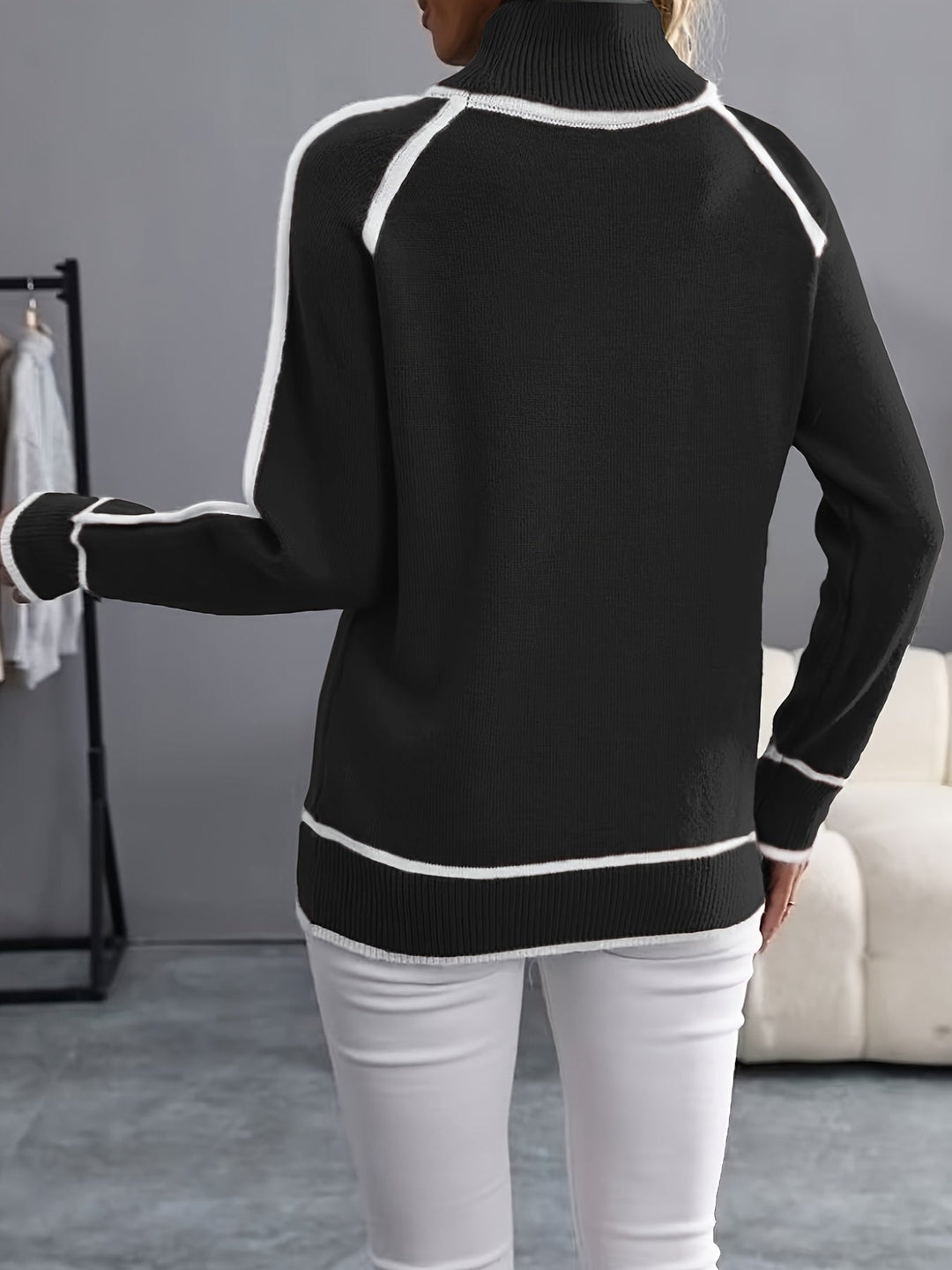 Nina | Feiner Strickpullover mit hohem Kragen