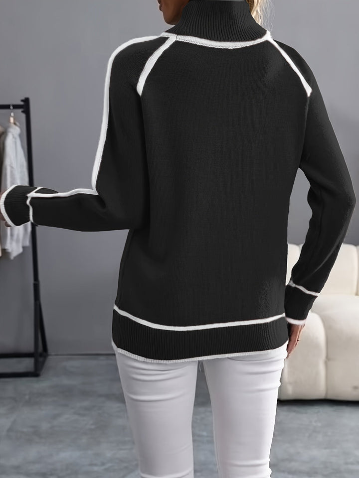 Nina | Feiner Strickpullover mit hohem Kragen