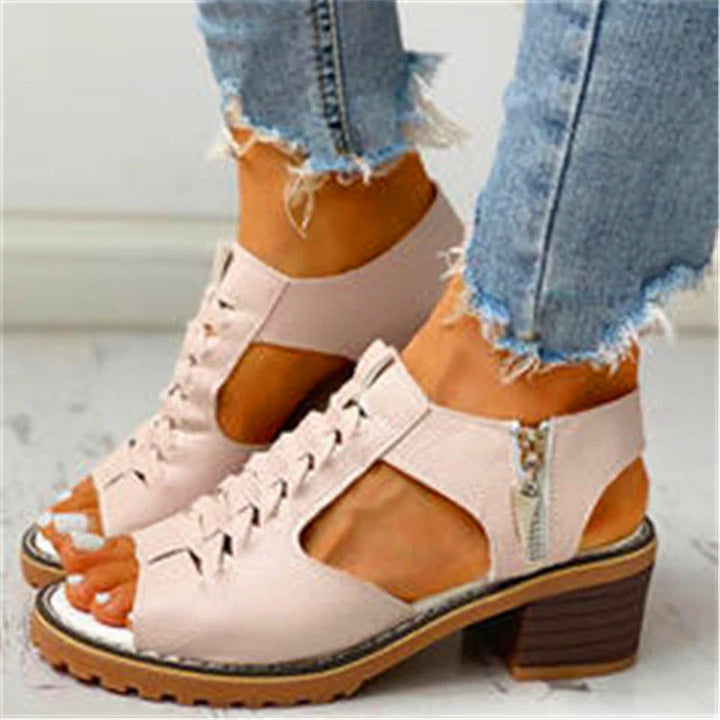 Anna | Schlichte Studentensandalen mit Reißverschluss
