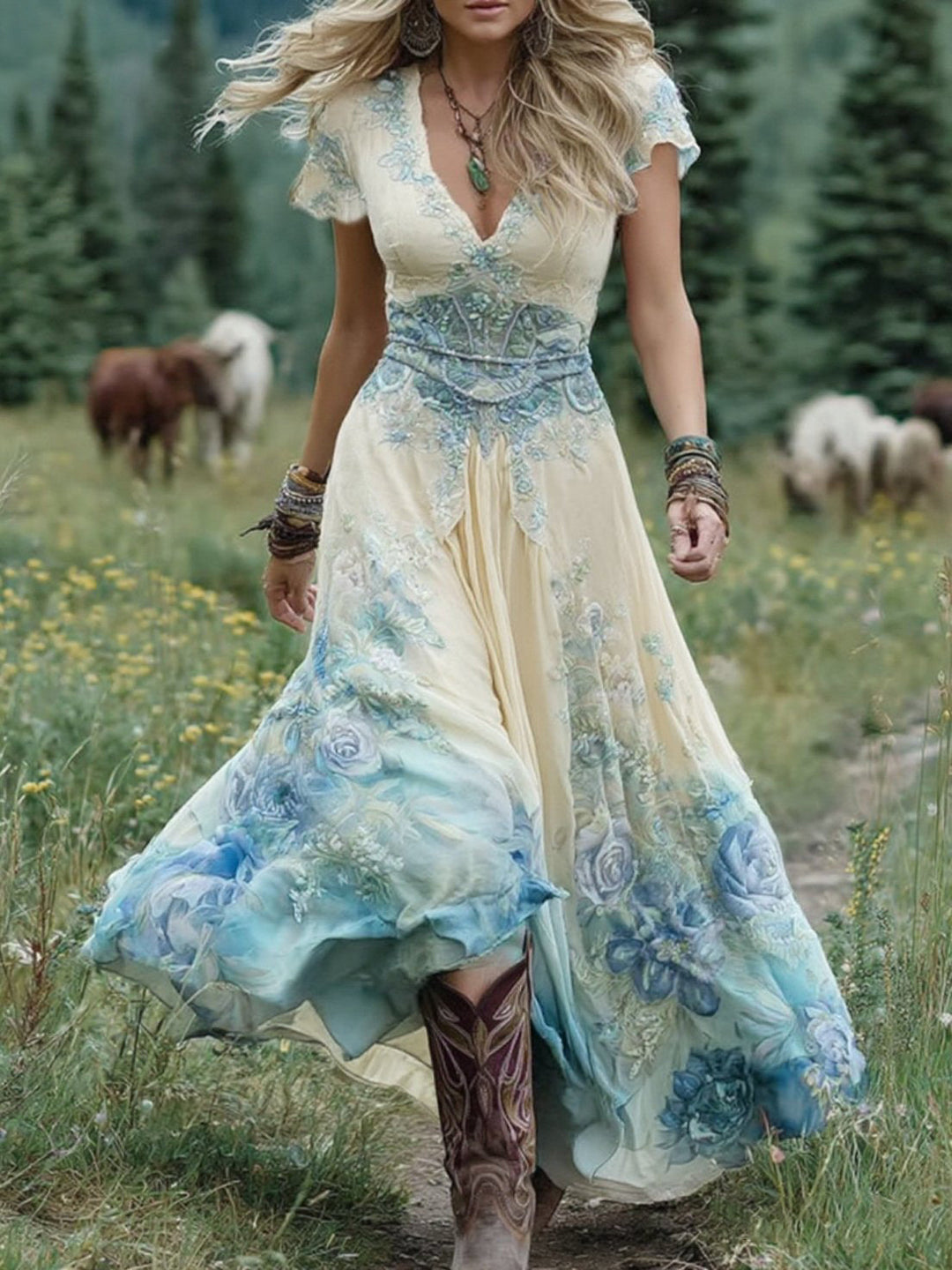 Anna | Maxikleid Damen bunt stilvoll und modisch