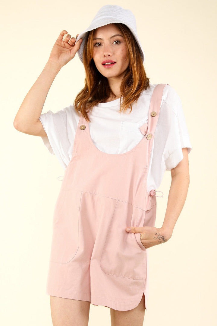Rosa Overall mit verstellbarer Taille & Trägern