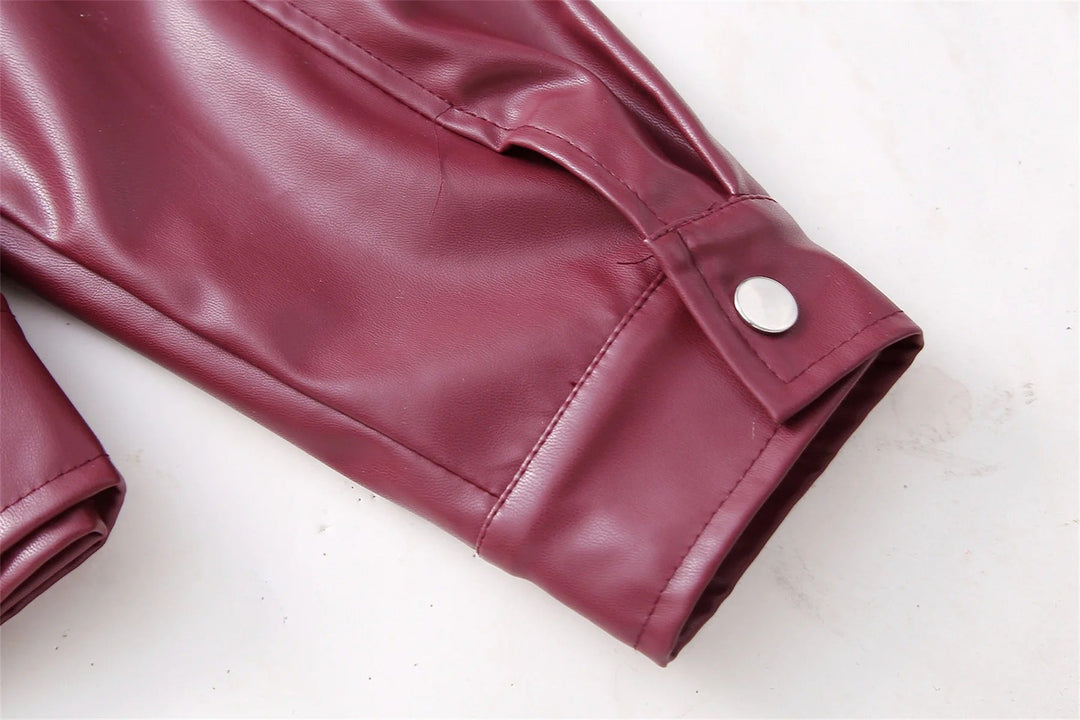 Sophia | Luxuriöse rote Lederjacke für den Herbsttrend