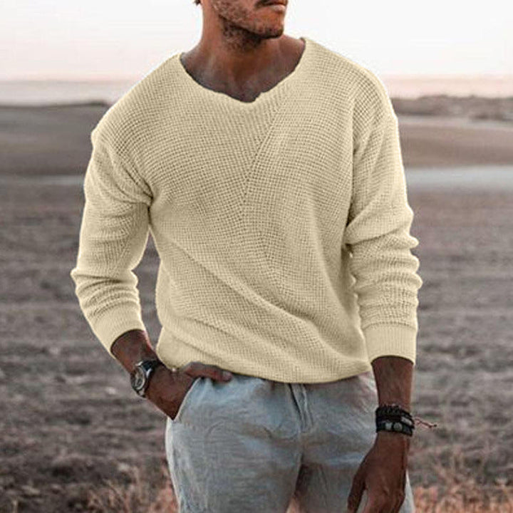 Finn | Pullover mit V-Ausschnitt und Waffelmuster
