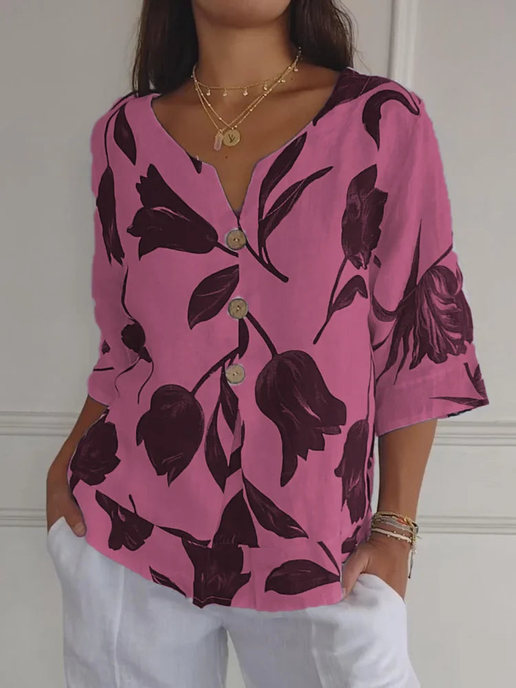 Casandry | Stylische Sommerbluse mit V-Ausschnitt