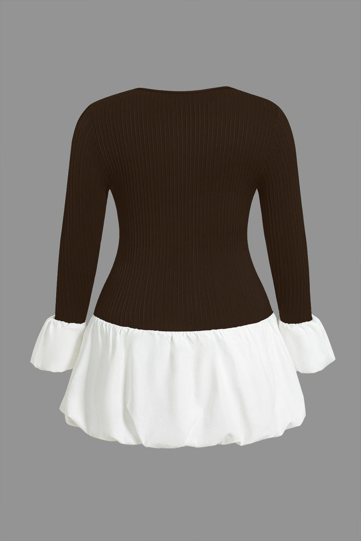 Minikleid mit geripptem Kontrastsäume-Design