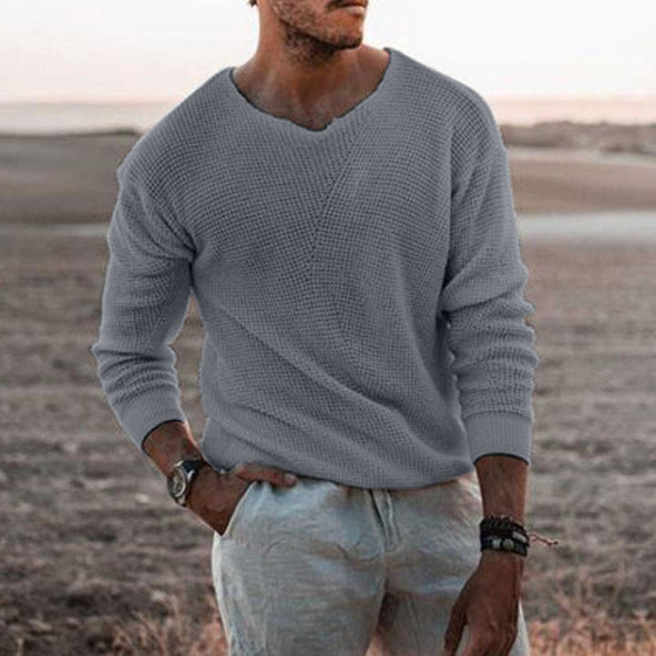 Finn | Pullover mit V-Ausschnitt und Waffelmuster