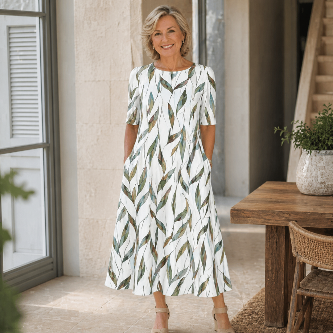 Amelie | Zeitloses Blumen Midi Kleid Elegant