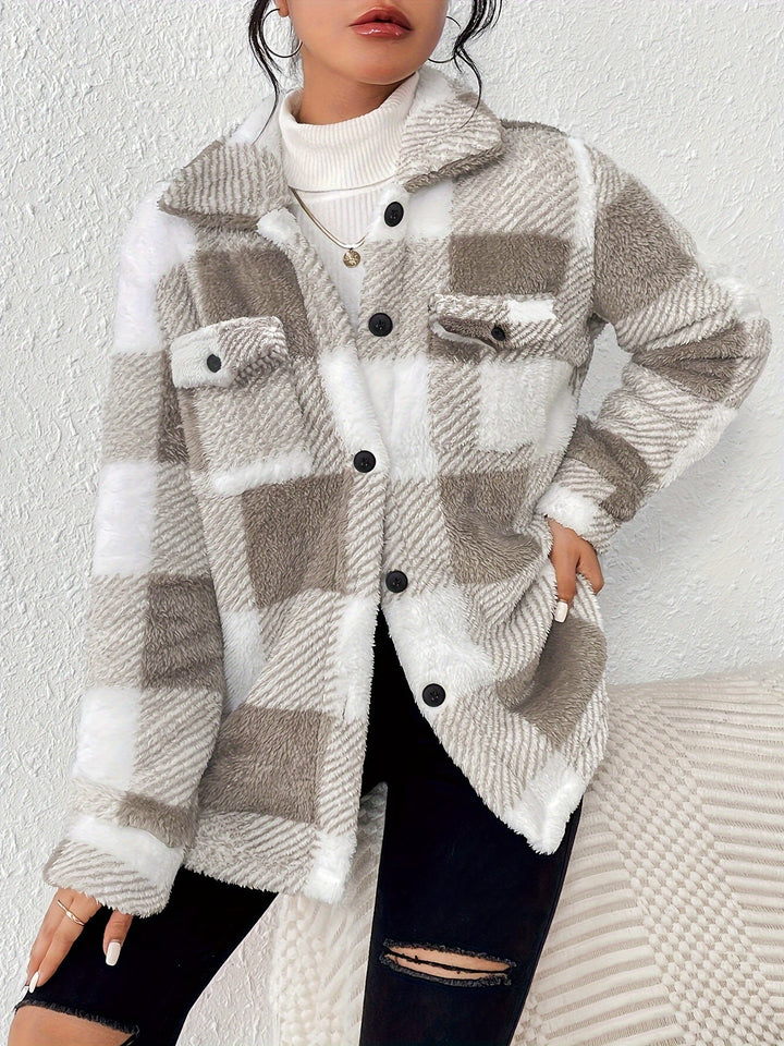 Nora | Kuschelige Karo Fleecejacke für Damen
