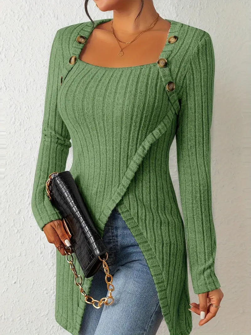 Camille | Asymmetrisches Oberteil mit Knopfdetails