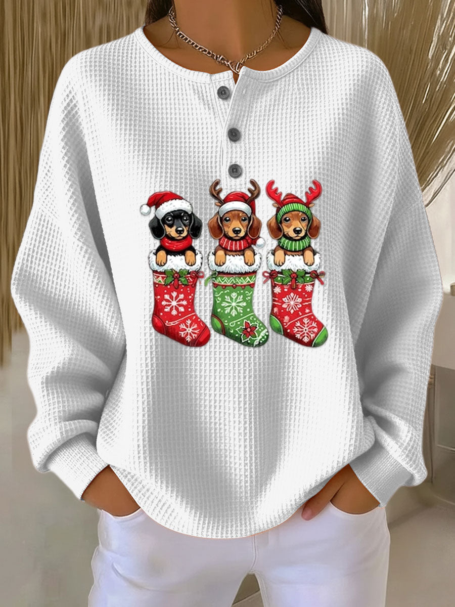Mara | Damen Weihnachts-Pullover Hundedesign Retro-Stil