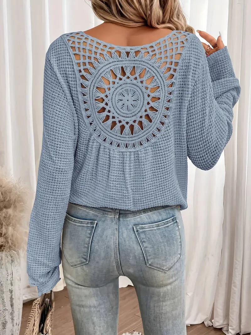 Sacha | Elegantes Waffel-V-Ausschnitt-Shirt für schicke Alltagslooks