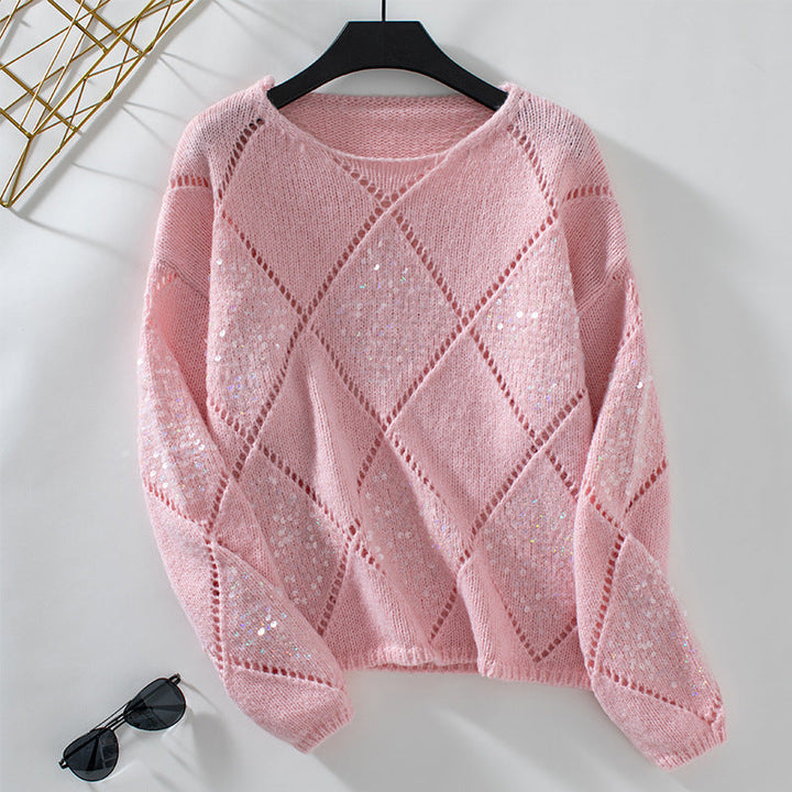 Noa | Hohlstrickpullover mit glänzenden Pailletten-Details