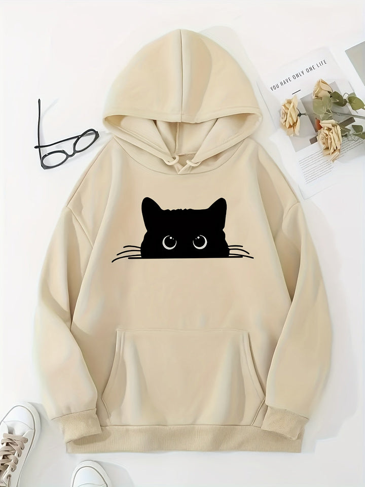 Lina | Damen Hoodie mit Katzenprint & gemütlicher Kapuze