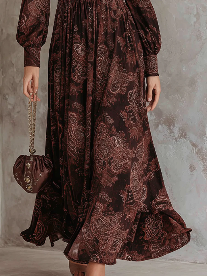 Nina | Damen Midikleid Paisley Reißverschluss lässig chic