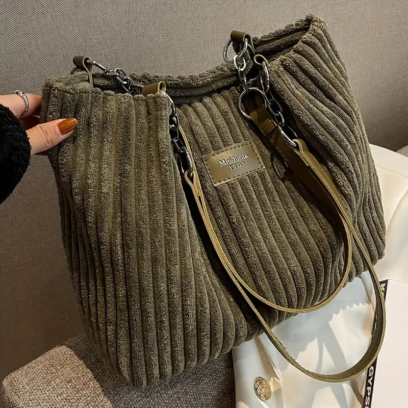 Olivia | Luxury Corduroy Tote Tasche für Alltag und Büro