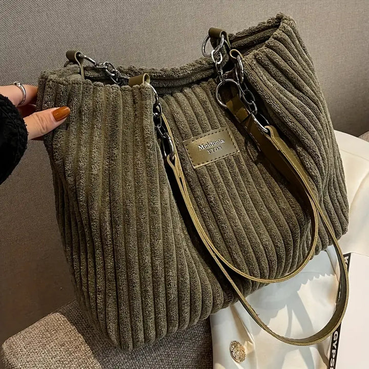Olivia | Luxury Corduroy Tote Tasche für Alltag und Büro