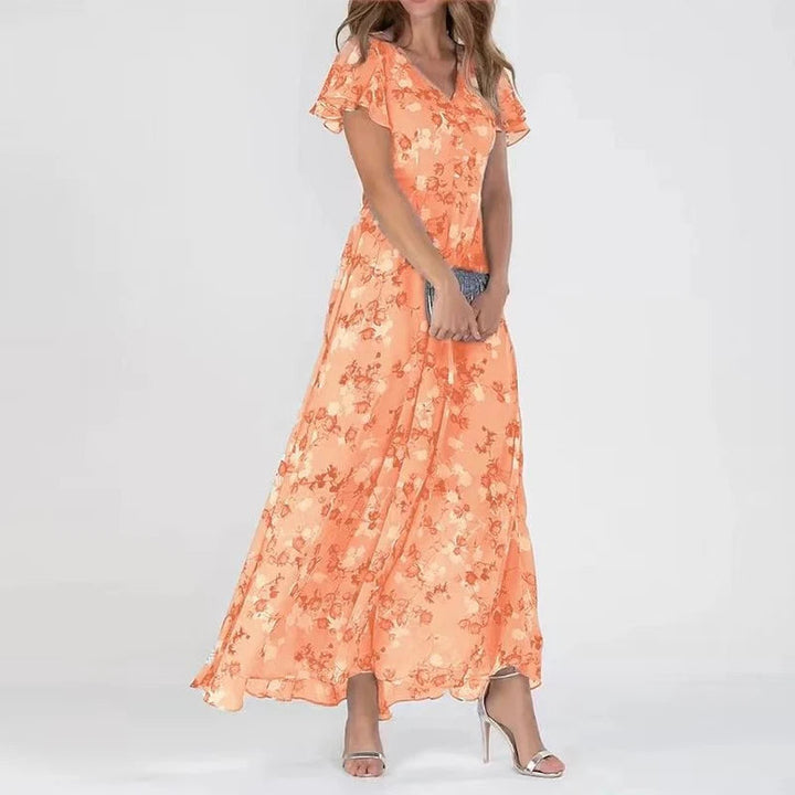 Lidia | Langes Kleid mit Blumenmuster