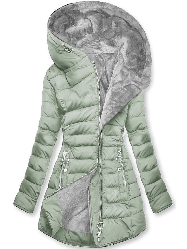 Hjorda | Plüschkapuzenmantel für Damen im Winterstil