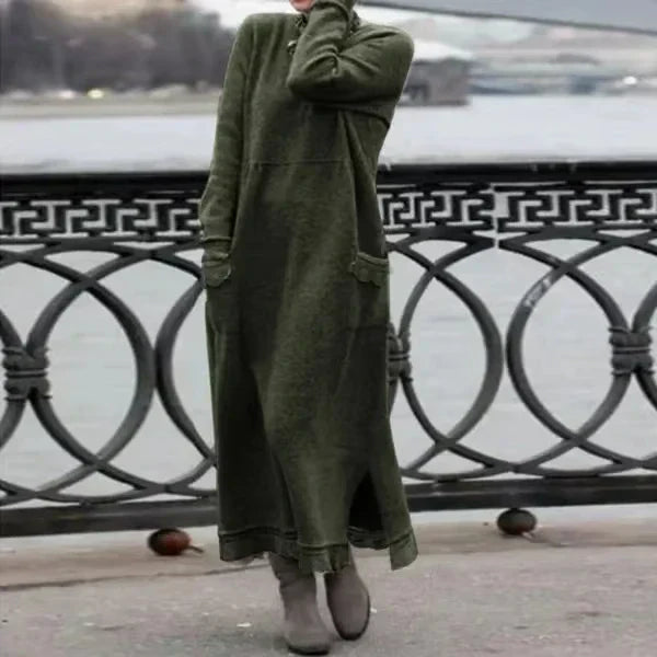 Lea | Langes Wollkleid mit Baumwollanteil für Damen