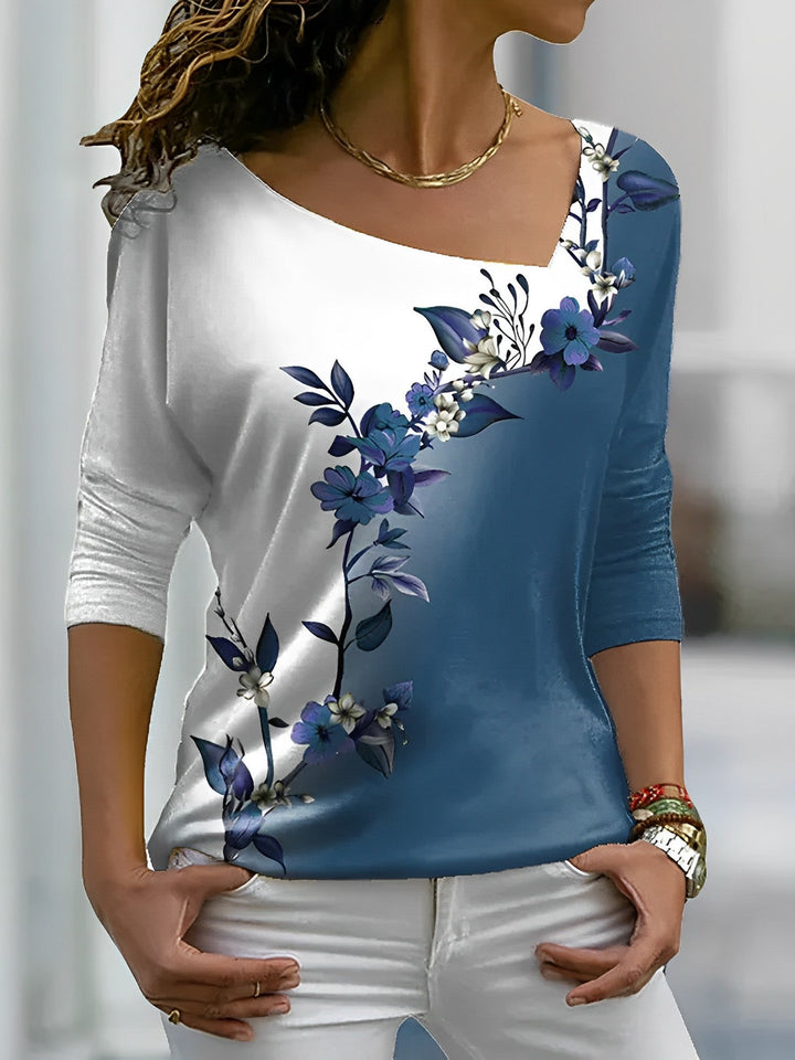 Dahlia | Geblümtes T-Shirt mit farbigen Akzenten