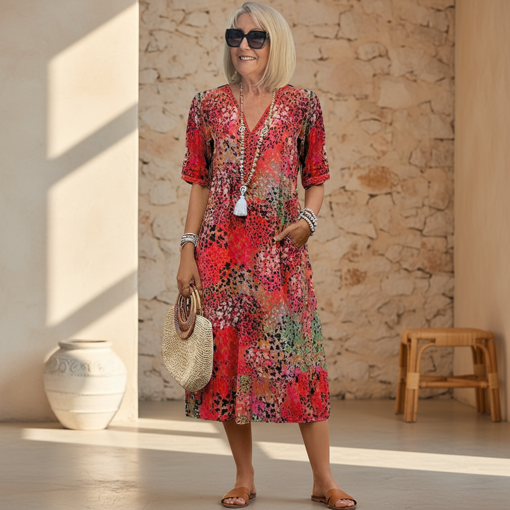 Lina | Lebendiges Midikleid mit modernem Stil