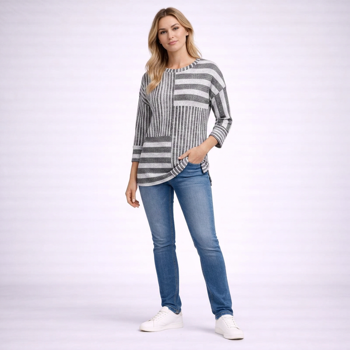 Laura | Lässiges gestreiftes Top mit Druck