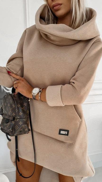 Maya Winter | Langärmeliges Kapuzenkleid für Damen