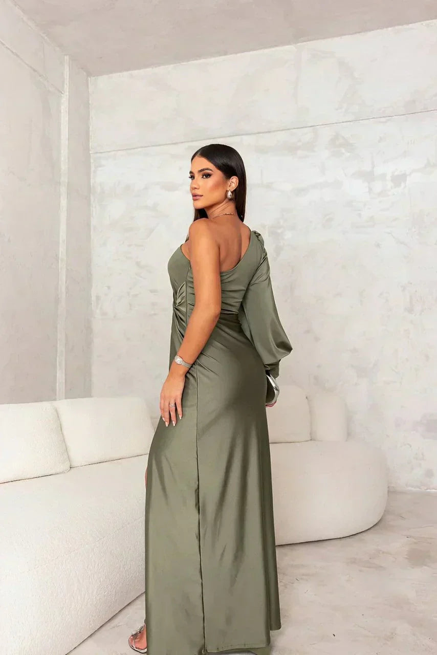 Sophie | Damen Maxikleid elegant einseitig schulterfrei