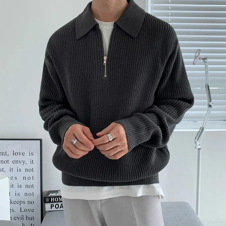 Knitted Half Zip Collar Sweater für kalte Tage