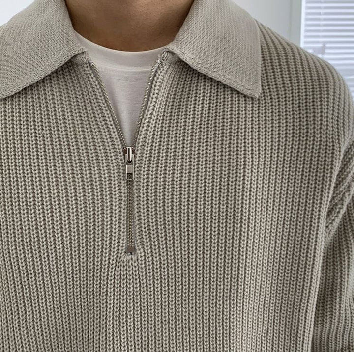 Knitted Half Zip Collar Sweater für kalte Tage