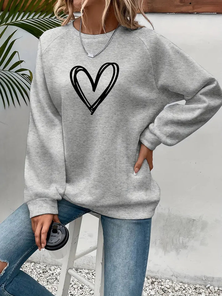 Nabia | Herz Druck Pullover Sweatshirt mit Stil