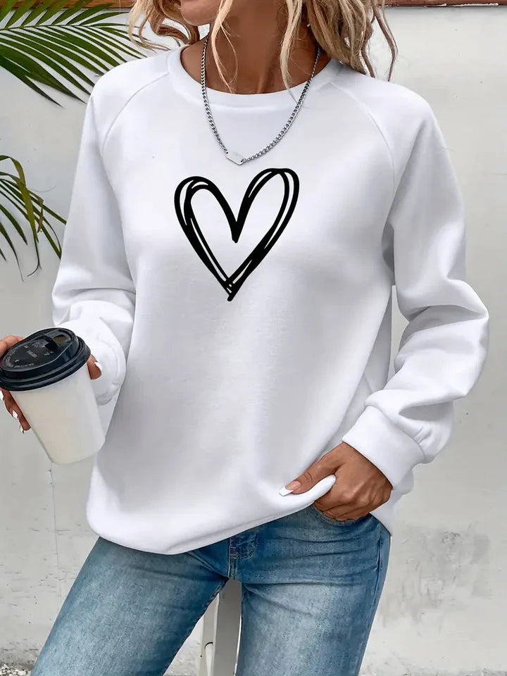 Nabia | Herz Druck Pullover Sweatshirt mit Stil