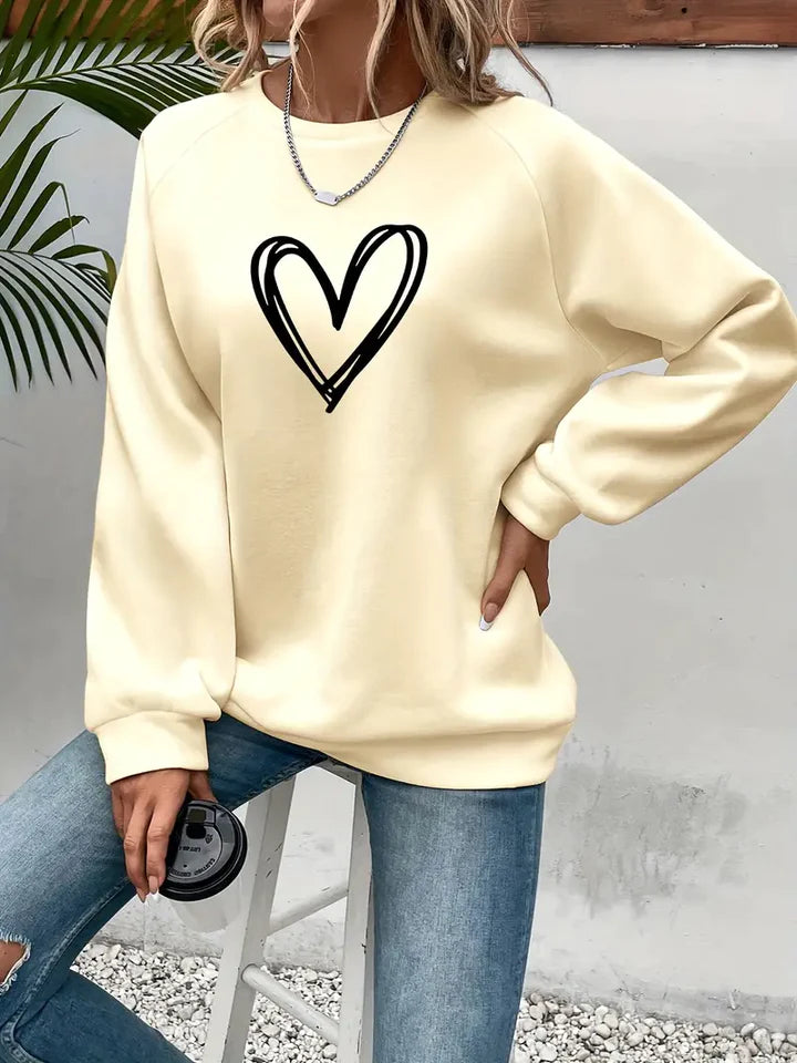Nabia | Herz Druck Pullover Sweatshirt mit Stil