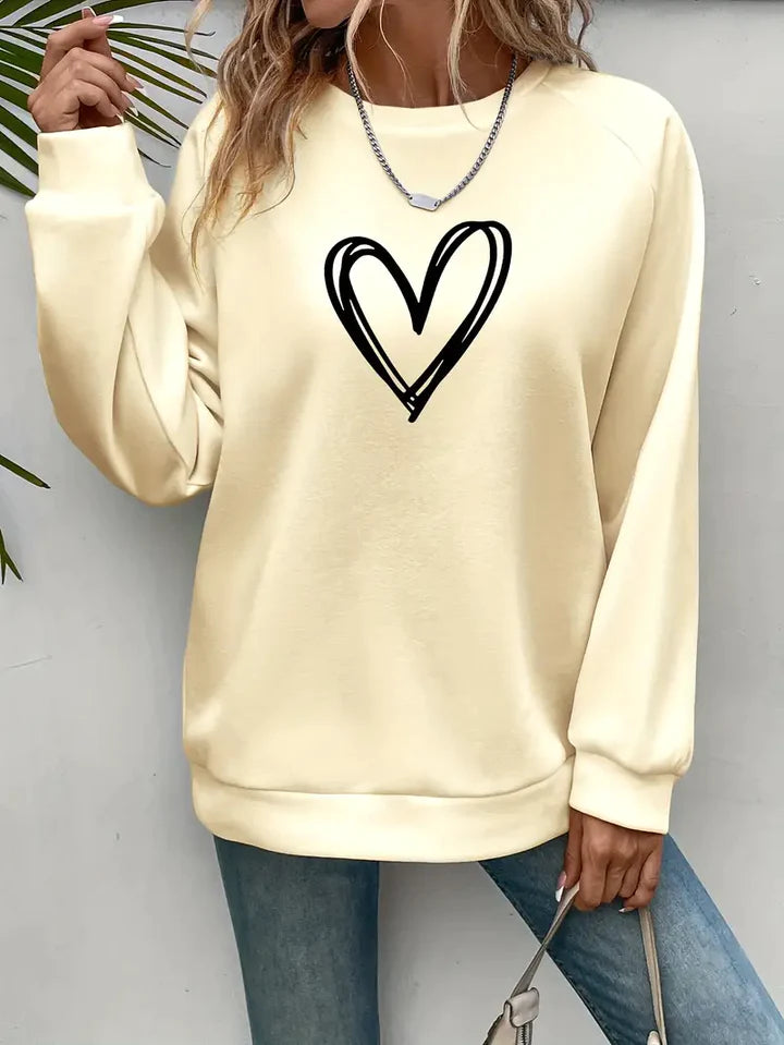Nabia | Herz Druck Pullover Sweatshirt mit Stil